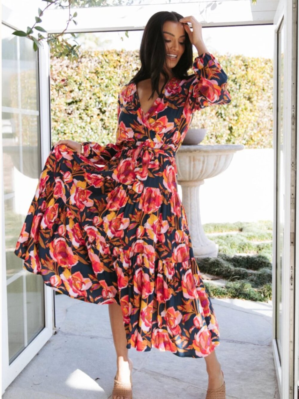 Petal & Pup Balsa Dress in Navy Floral | Size Small